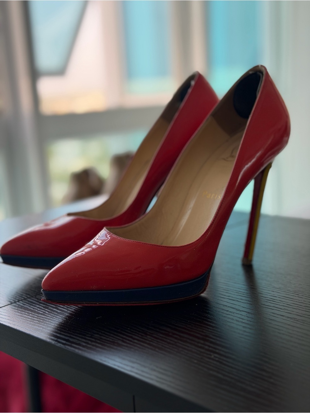 Christian Louboutin Tri-Color Patent Leather Pigalle Plato Pumps Size 39 1/2